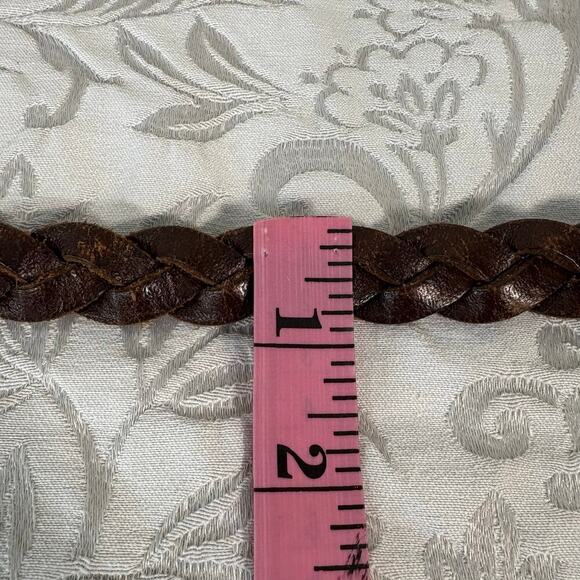 HOLLISTER Belt Braided Leather Walnut Brown Sz 32 Equestrian Ranch Southern Boho - Picture 4 of 5